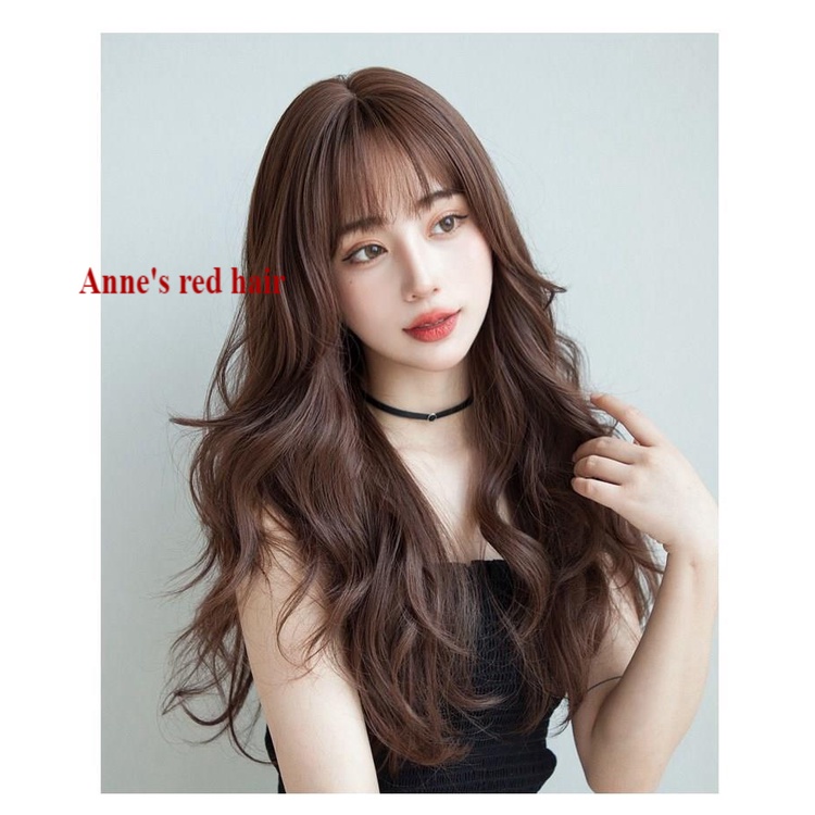 Bộ tóc giả dài xoăn nhẹ che phủ toàn diện phong cách Hàn Quốc dành cho nữ