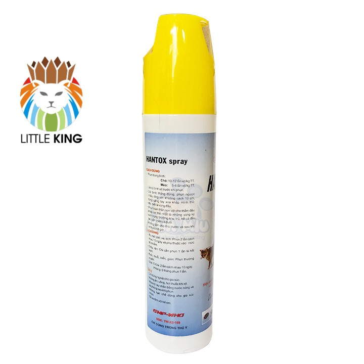 Xịt Hantox Spray diệt bọ chét ve chấy rận ghẻ chó mèo 300ml diệt các loại bọ trên gia súc gia cầm Little King