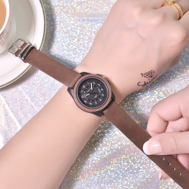 Đồng hồ nữ Doukou chính hãng dây da dẻo dai mặt thiết kế thời trang phong cách | BigBuy360 - bigbuy360.vn
