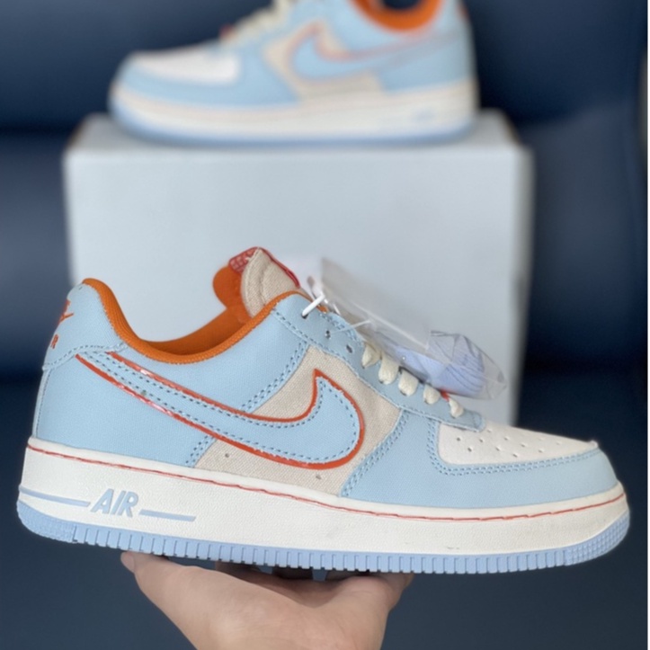 Giày thể thao nam nữ Af1 xanh cam màu mới 2022, sneaker air force 1 doraemon bản xịn, tặng box bảo vệ/DINO