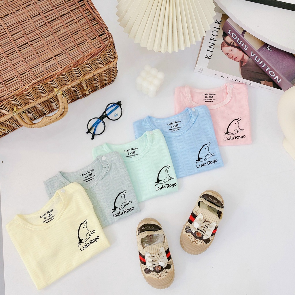 Set 4 áo dài sơ sinh vải cotton thông hơi cho bé từ 3 đến 11kg