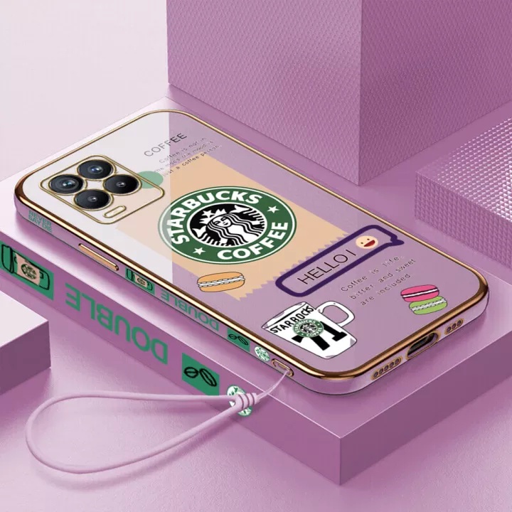 STARBUCKS Ốp Điện Thoại Mềm Mạ Chrome Hình Vuông Cho Realme Narzo 30 4G Realme9i RealmeC35 Realme8 8PRO Realme9 PRO V25 RealmeC31