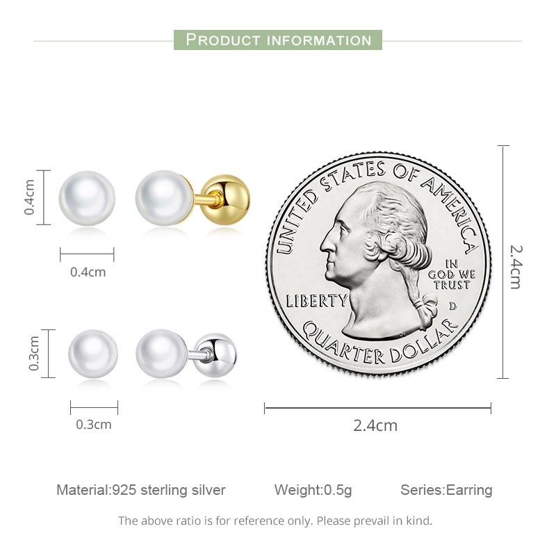 Khuyên tai BAMOER bạc 925 đính ngọc trai thời trang