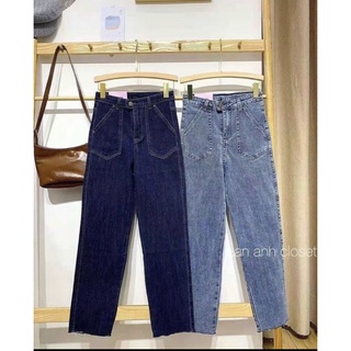 Quần JEANS nữ ống đứng cạo cao