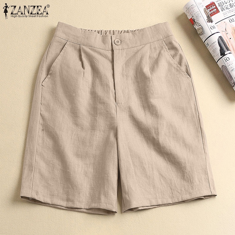 Quần short nữ ZANZEA lưng cao cài nút thời trang Hàn Quốc xinh xắn