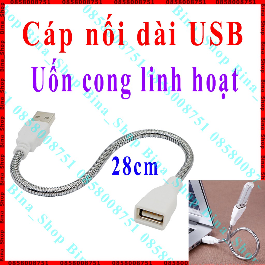 Cáp nối dài USB 28cm bọc kim loại dễ dàng uốn cong