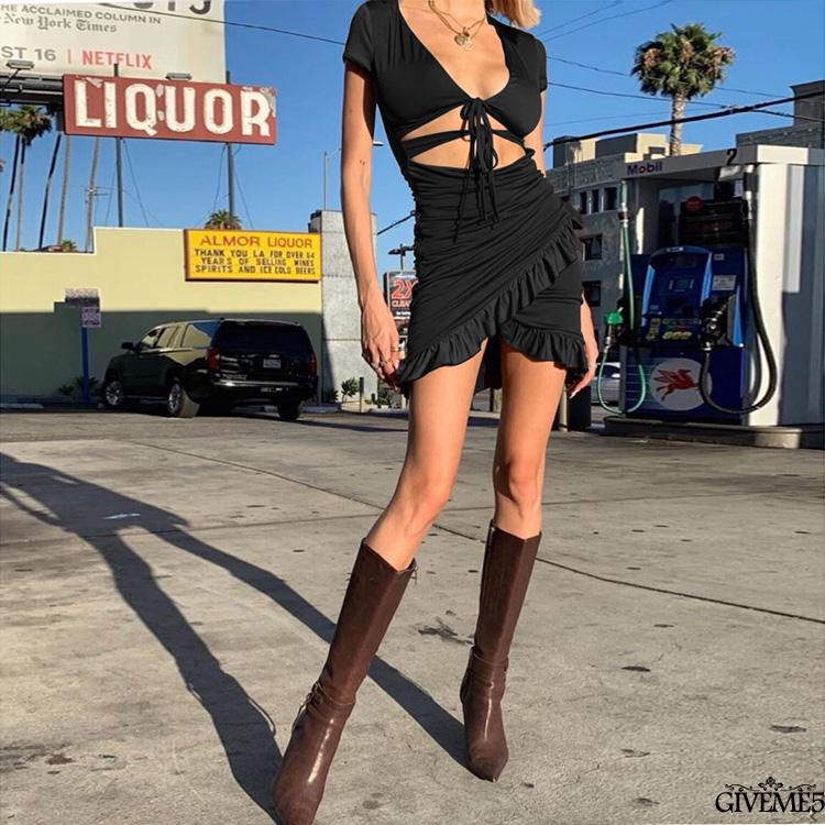  Đầm Nữ Ngắn Tay Cổ Chữ V Khoét Sâu Gợi Cảm | BigBuy360 - bigbuy360.vn