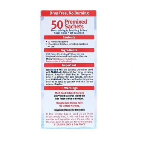 ￼Hộp 50 gói muối rửa mũi NeilMed Sinus Rinse 50 sachets - Dành cho người lớn