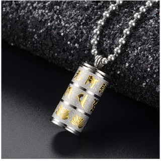 Dây chuyền phong thủy -mặt ống chạm hoa sen kết hợp dây bi C25