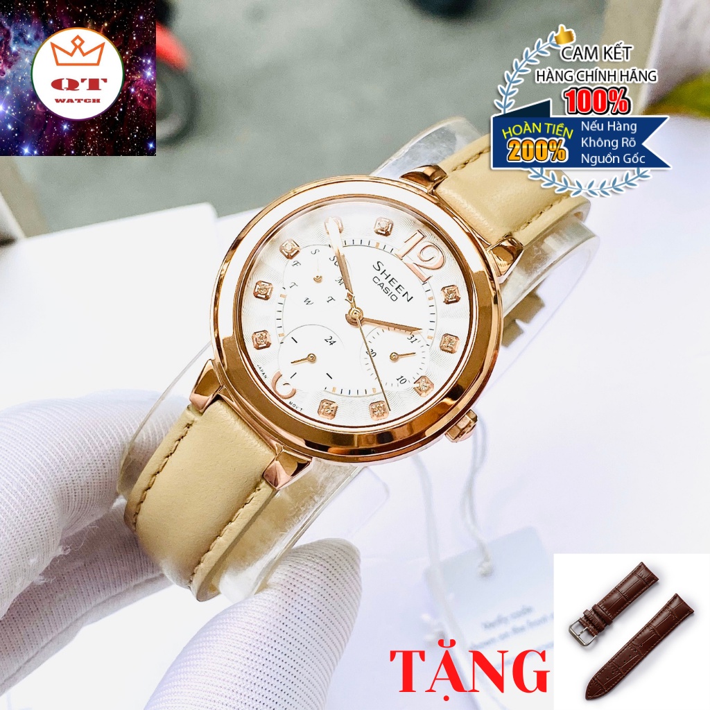Đồng Hồ Nữ CASIO SHEEN SHE-3048PGL-7BDR Chính Hãng Tặng Dây Da Cao Cấp