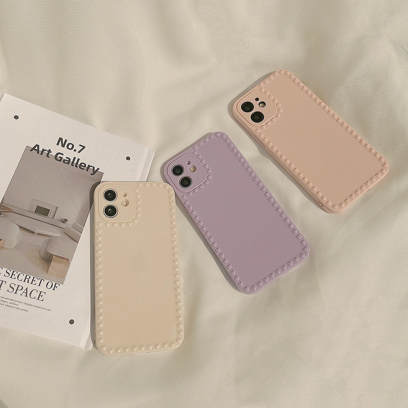 Ốp lưng iphone Ốp lưng iphone Ốp điện thoại silicon trang trí viền trái tim cho iPhone 11 Pro Max X Xr Xs Max 7 8 Plus Se 2020 12 pro max 12 mini 13PROMAX 13MINI 13PRO-RK RK CASE