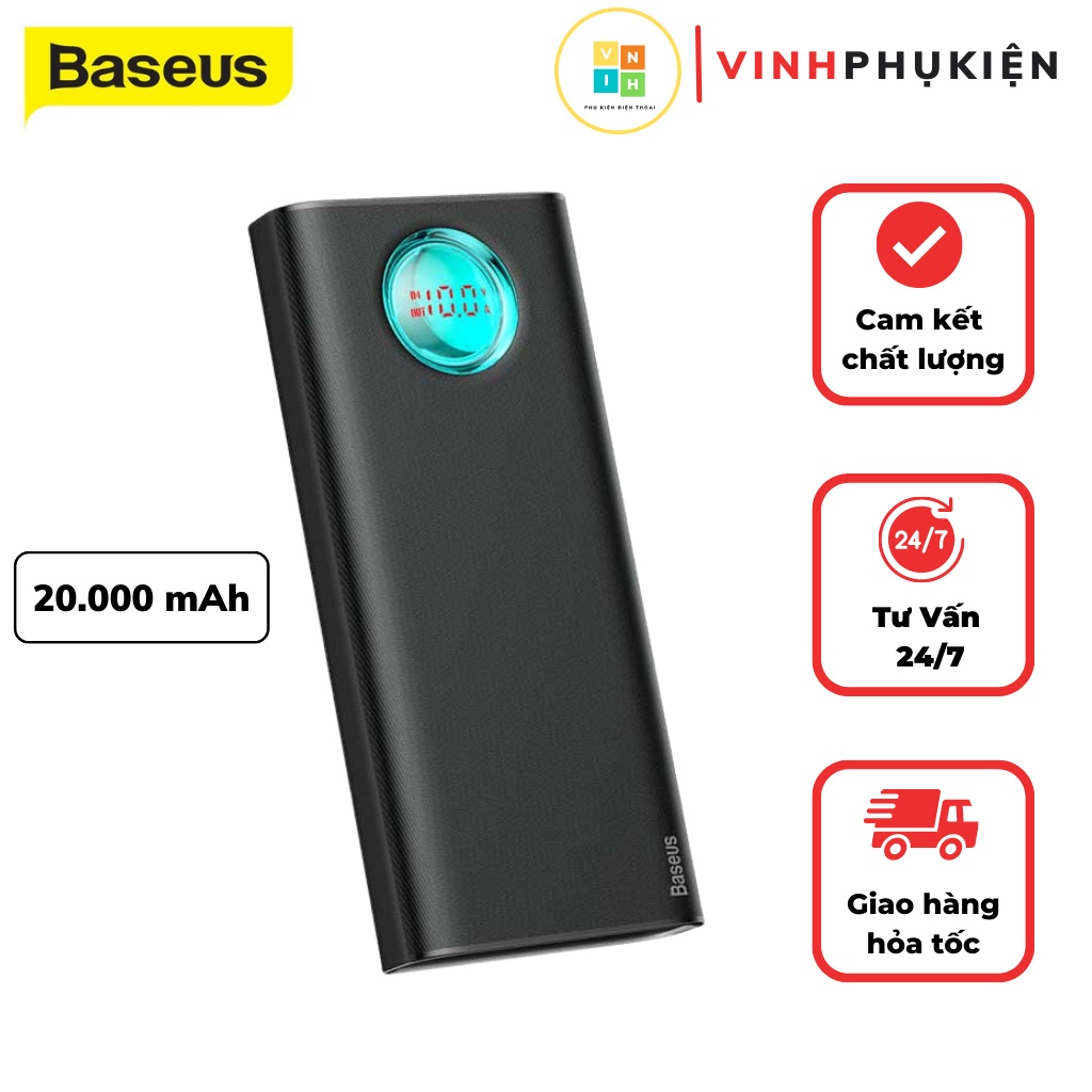 Sạc pin dự phòng 20000mah sạc nhanh 18w cho iphone ipad android samsung xiaomi oppo quick charger 3.0 chính hãng baseus