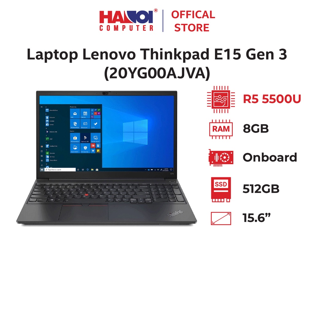 Laptop Lenovo Thinkpad E15 Gen 3 (20YG00AJVA) (R5 5500U/8GB RAM/512GB SSD/15.6 FHD/Dos/Đen)