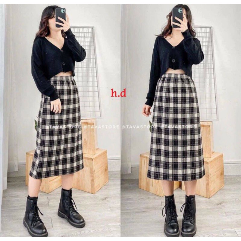 [Mã FAMAYWA giảm 10K đơn 50K] Chân váy dài qua gối, chân váy nữ kẻ caro, chân váy nữ unisex giá rẻ nhất Shopee