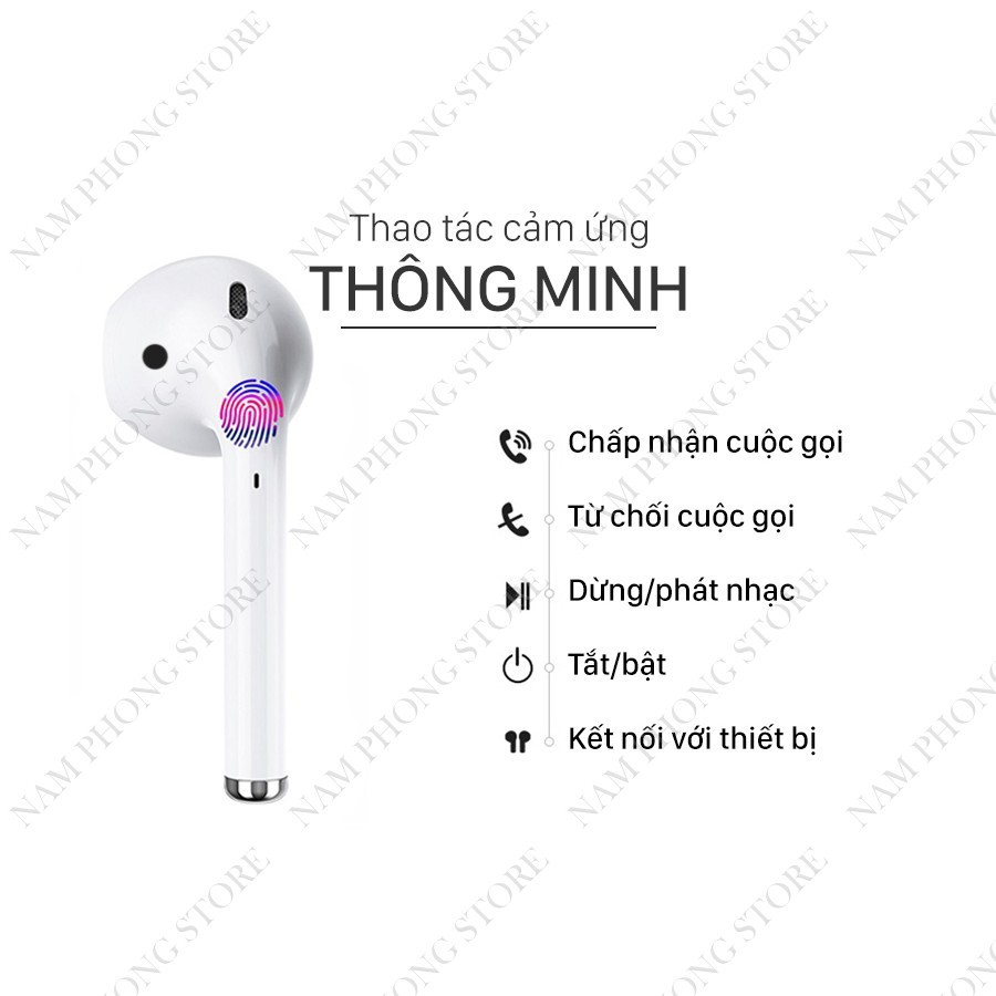 [QUÀ TẶNG+FREE SHIP 50K] Tai Nghe i12 TWS Cảm ứng Vân tay - Tự động Kết Nối Bluetooth 5.0 Phụ kiện Nam Phong