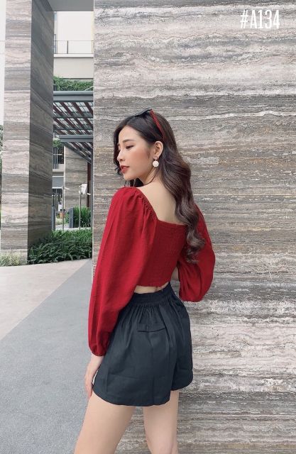 Áo croptop nhún xếp ly ngang kèm ảnh thật | BigBuy360 - bigbuy360.vn