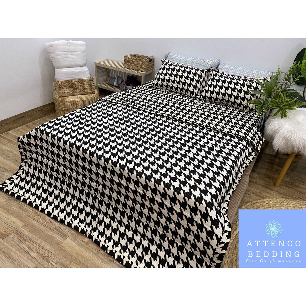 Chăn ga gối ❣FreeShip❣Bộ 5 món Cotton Poly chăn trần bông 3 lớp ,không bai không xù đường may thủ công