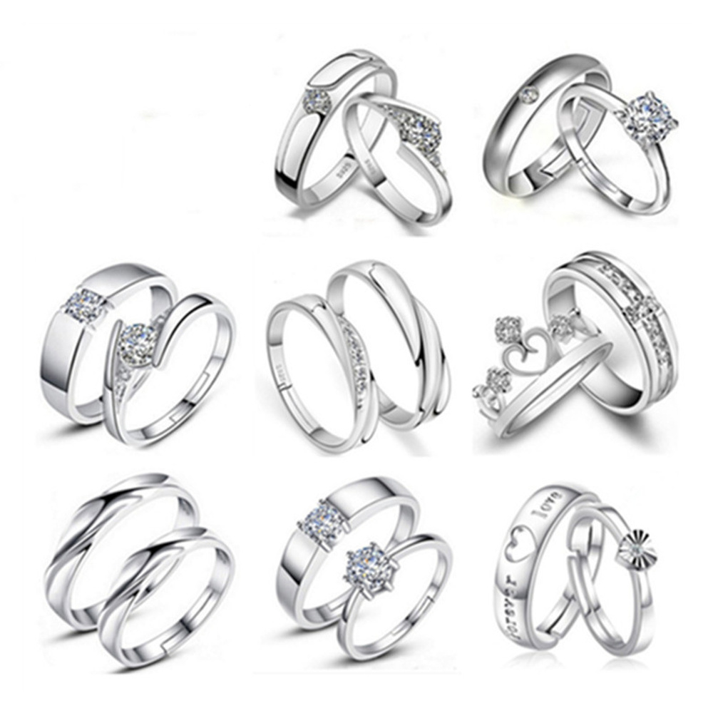 Bộ 2 chiếc nhẫn đính đá nhân tạo thời trang dành cho các cặp đôi