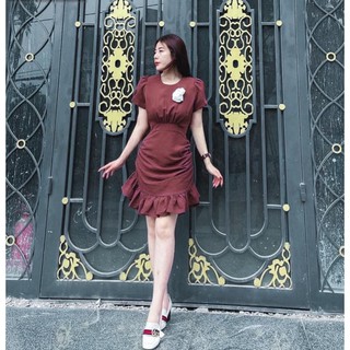 Váy Đuôi Cá Xòe Tôn Vòng Ba Màu Nâu Tây Cực Quyến Rũ