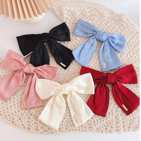 Kẹp tóc hình nơ cỡ lớn màu sắc dễ thương phong cách Hàn Quốc