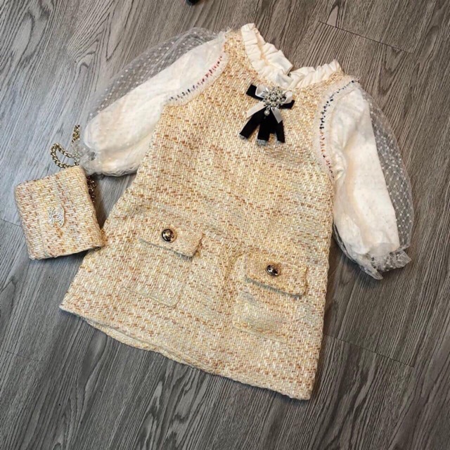 Set dạ tiểu thư kèm túi 1-7 tuổi