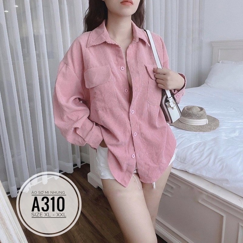Bigsize Áo sơ mi nhung A310