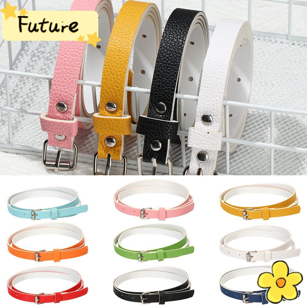 FUTURE Fashion Buckle Belt Men Women PU Imitation Leather Thin Waist Belt New Gift Spring and Summer For Jeans Pants Adjustable Elastic Belts/Multicolor