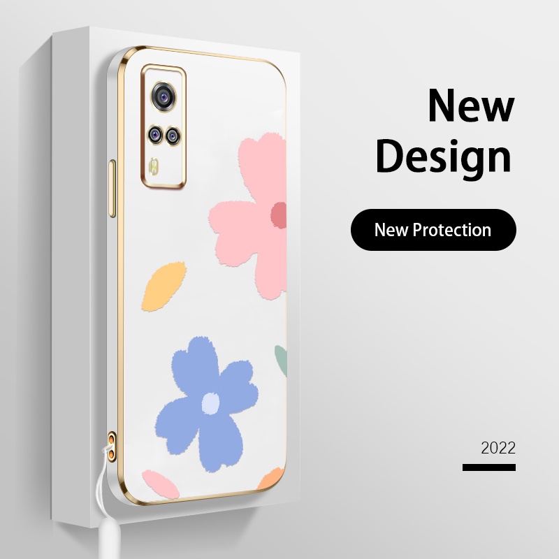 Ốp Điện Thoại TPU Silicone Mềm Mạ Điện Họa Tiết Hoa Cho VIVO Y51 2020 Y31 2020 2021 Y51A Y53S 4G Y72 5G Y52 5G IQOO Z3