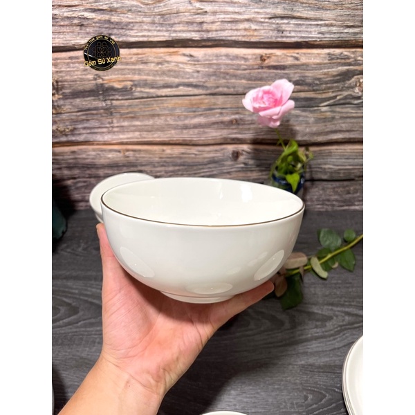 Tô Trắng viền vàng 12k Minh Châu
