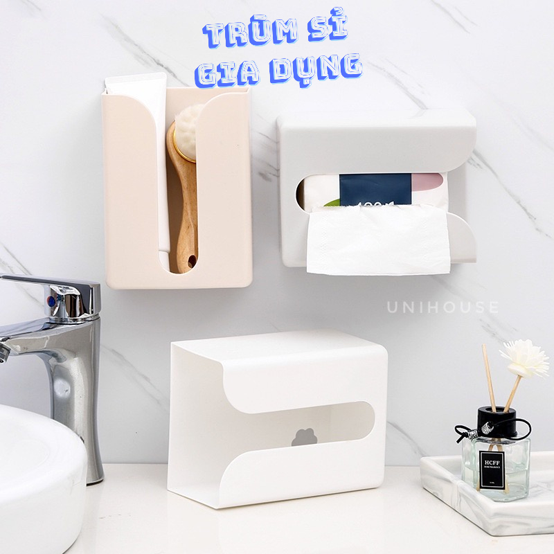 Hộp đựng khăn giấy dán tường tiện dụng 19x12x8cm