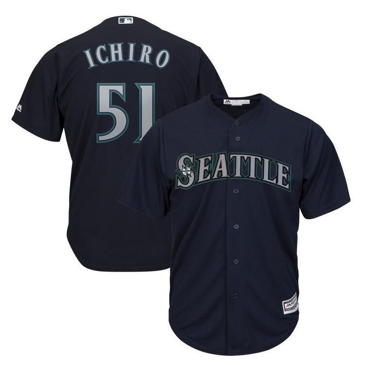 Áo Bóng Chày Thể Thao Giản Dị MLB Seattle Mariners Số 51 Ichiro Suzuki Jersey Plus Size