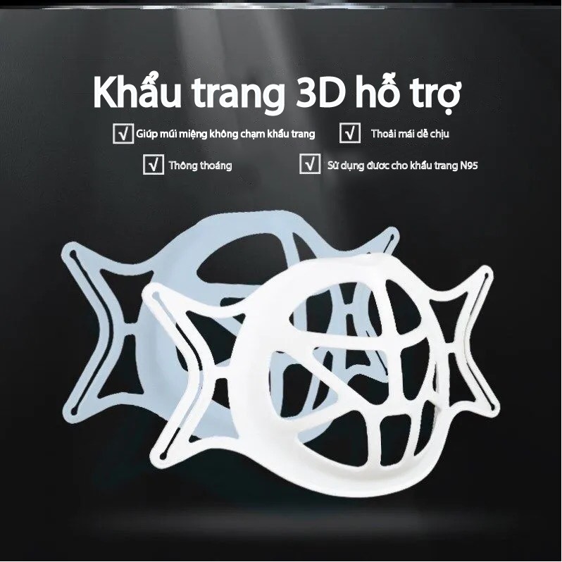 [Bộ 5 cái] Khung Silicon khẩu trang chống trôi son, giúp thông thoáng, chống mờ mắt kính