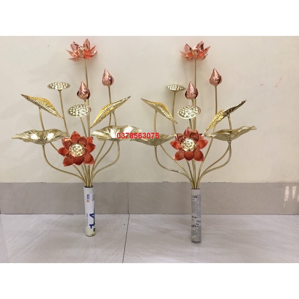 2 bó hoa sen đồng vàng pha đồng đỏ 10 bông