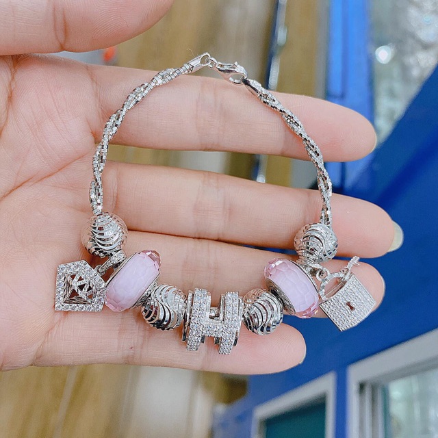 Lắc charm bạc xi vàng cao cấp