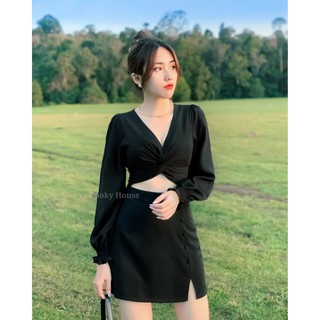 KOOKY HOUSE - HANNAH TOP - Áo croptop xoắn ngực tay dài trendy