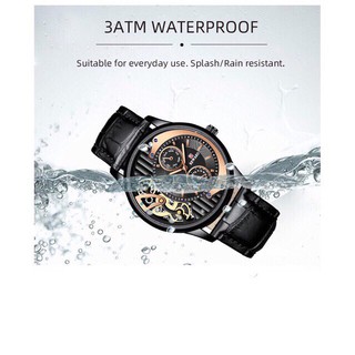 Đồng hồ phong cánh nam dây da mặt kính chống xước Reward