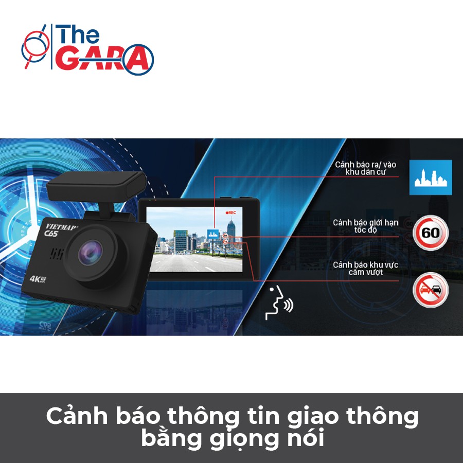 Camera Hành Trình VietMap C65 + Thẻ nhớ 32GB | Độ phân giải Ultra HD 4K | Cảnh báo tốc độ