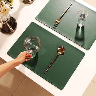 Tấm Lót Bàn Ăn Bằng Da Pu Chống Dầu Hai Ngăn Tiện Dụng J4J13
