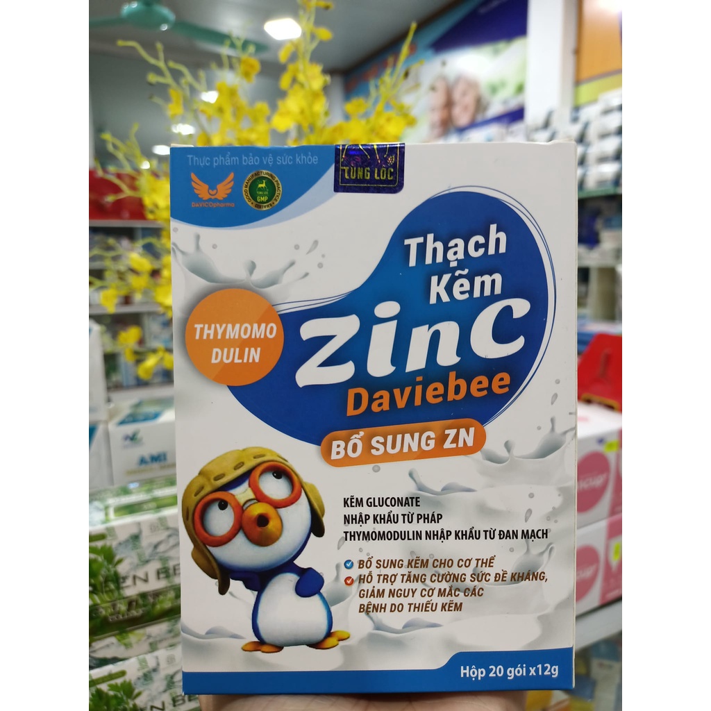 Thạch kẽm ZinC Daviebee bổ sung kẽm giúp tăng cường sức đề kháng cho cơ thể hộp 20 gói