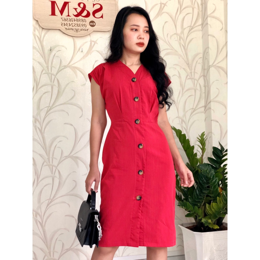 Đầm ôm suông tay con S&amp;M cực tôn dáng, giá rẻ, vải mát GR202- Hình thật do shop chụp