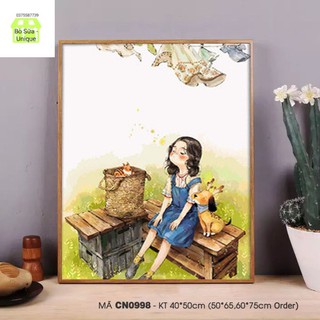 (Khung dày 2.5cm)Tổng hợp các mẫu Tranh sơn dầu số hóa  ❤️HOT TREND❤️ tranh cô gái độc thân Aeppol bán chạy