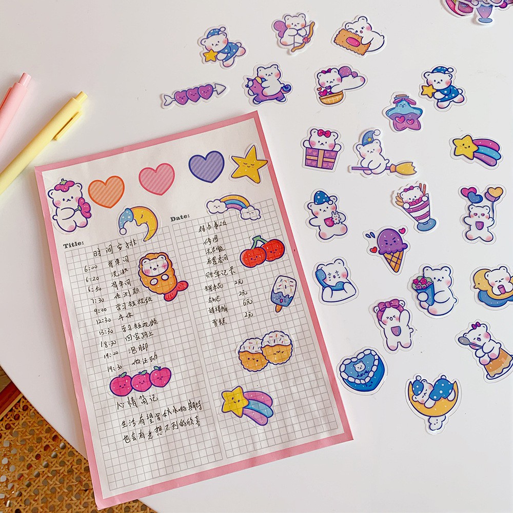 Set Bộ Sticker 40 Hình Dán Gấu Trắng Đáng Yêu