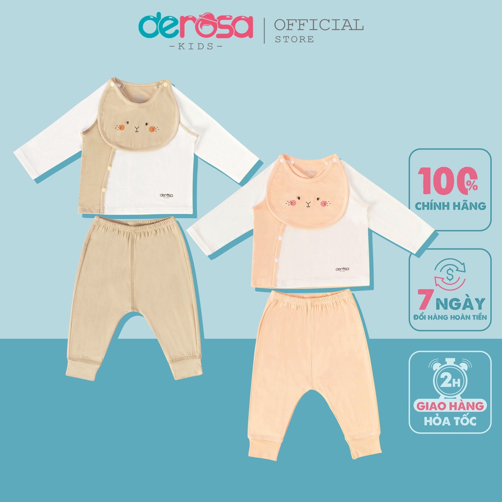Bộ quần áo cho bé sơ sinh DEROSA KIDS đồ bộ bé trai và bé gái 0 - 6 tháng ASBB413
