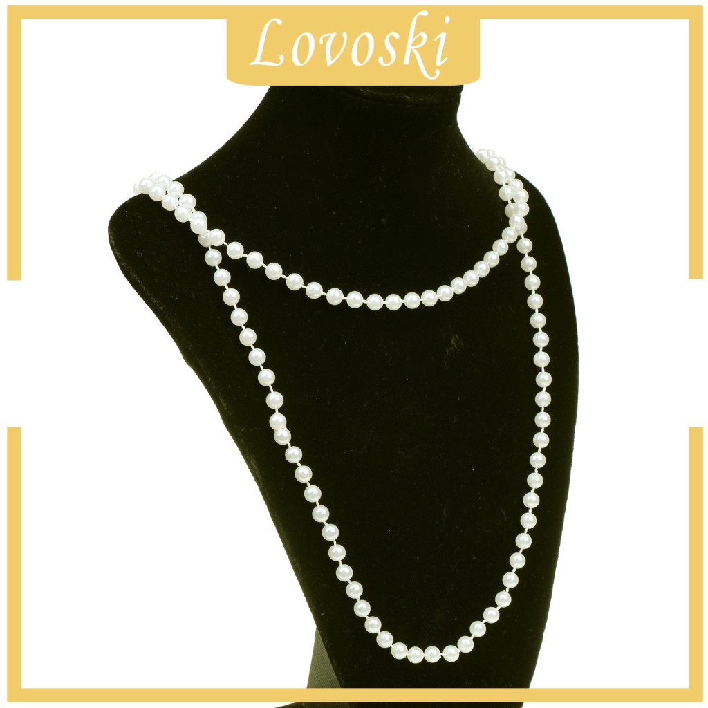 [Lovoski] Vòng Cổ Ngọc Trai Trắng Dài Có Nắp Đậy Dùng Hóa Trang Tiệc Tùng