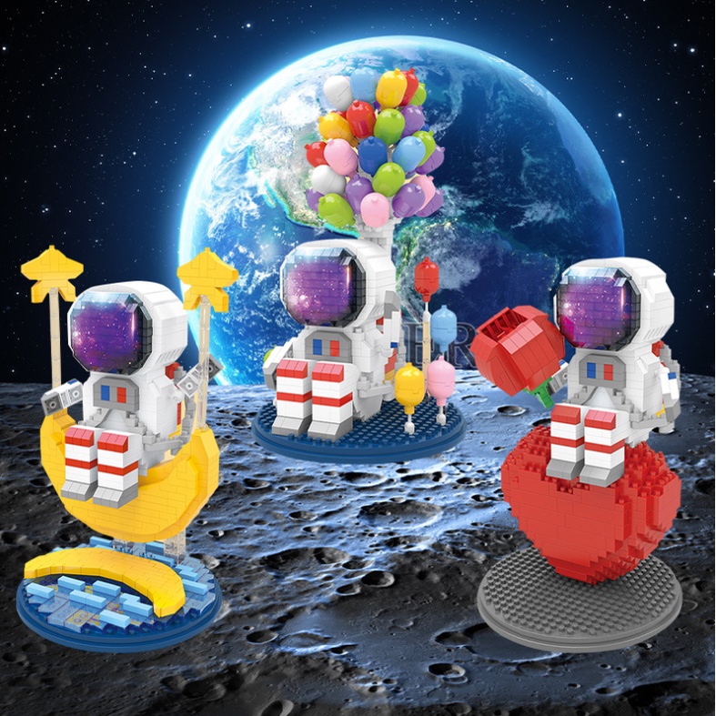 800 Mảnh Ghép, Có Hộp Kính – Bộ đồ chơi lắp ghép Mô Hình Phi Hành Gia – Trang Trí Decor Lắp Ráp Đồ Chơi Siêu Dễ Thương