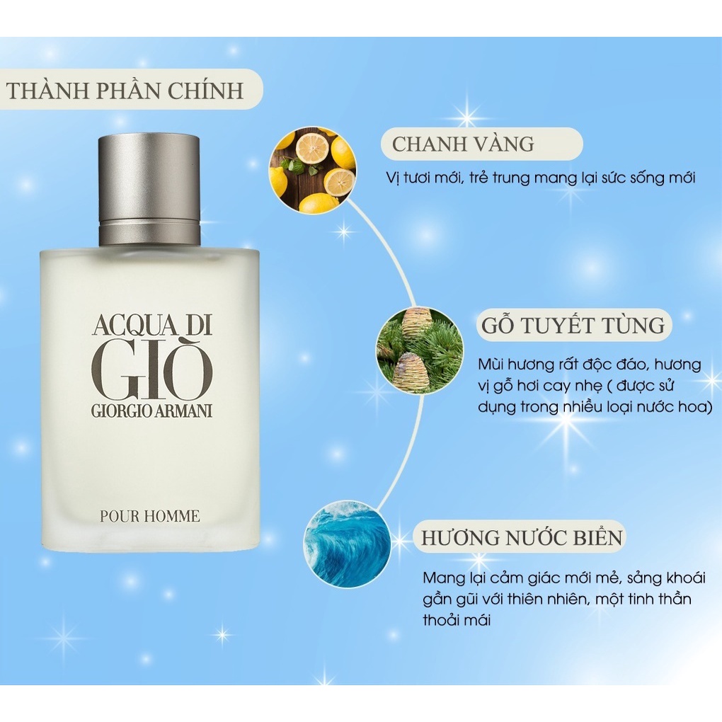 Nước Hoa Nam AcQua di Giò Trắng EDP 100ml Nam tính lịch lãm - Dầu thơm Giò Trắng Pourhome lưu hương lâu