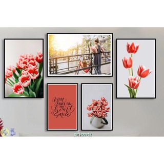 Tranh treo tường canvas, tranh tráng gương bộ 5 tấm size to trang trí phòng khách, phòng ngủ