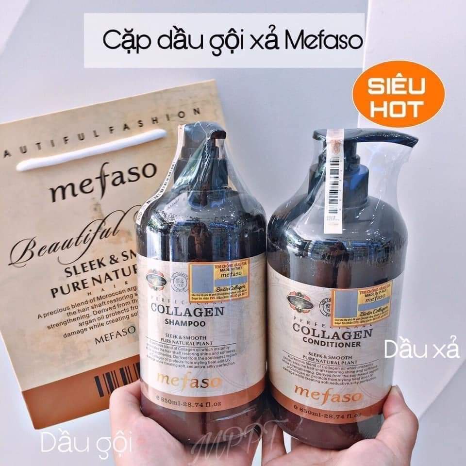 Cặp Dầu Gội - Xả Mefaso collagen 1700ml - Donna.cosmetics