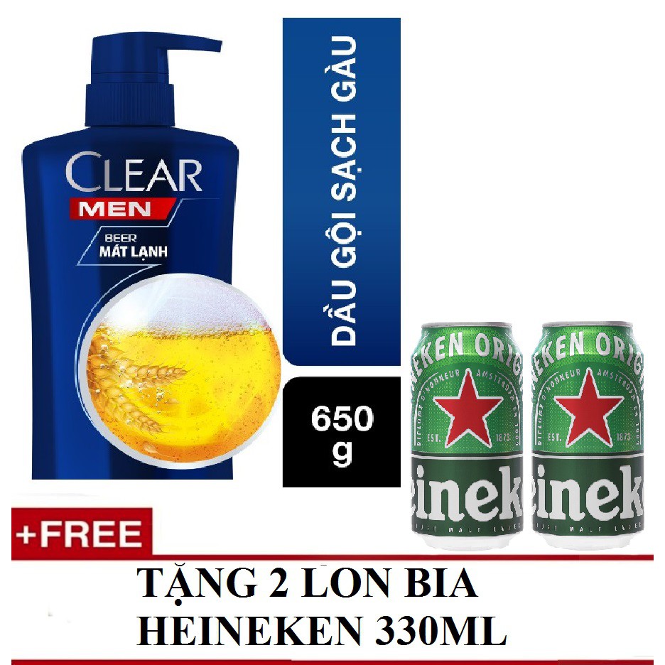 Dầu Gội Clear Men Beer Mát Lạnh 650g TẶNG Close Up 180g