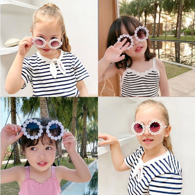 Kính Chống Nắng UV400 Tròng Hoa Tròn Phong Cách Thể Thao Mới Cho Bé Trai Và Gái